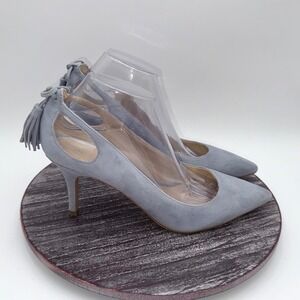 Marc Fisher Pumps Womens 10 Tammye Tassel Heels Blue Suede Pointed Toe Shoes